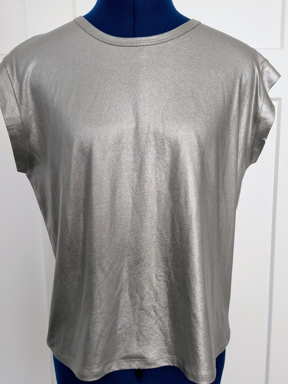 Rebecca Minkoff Metallic Silver Short Sleeve Tee